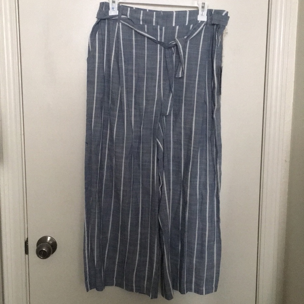 Brand New Tie Waist, Wide Leg Crop Pants